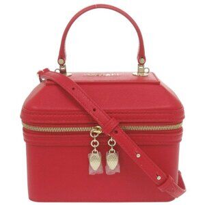 Bvlgari 2-Way Serpenti Leather Red Vanity Bag Handbag